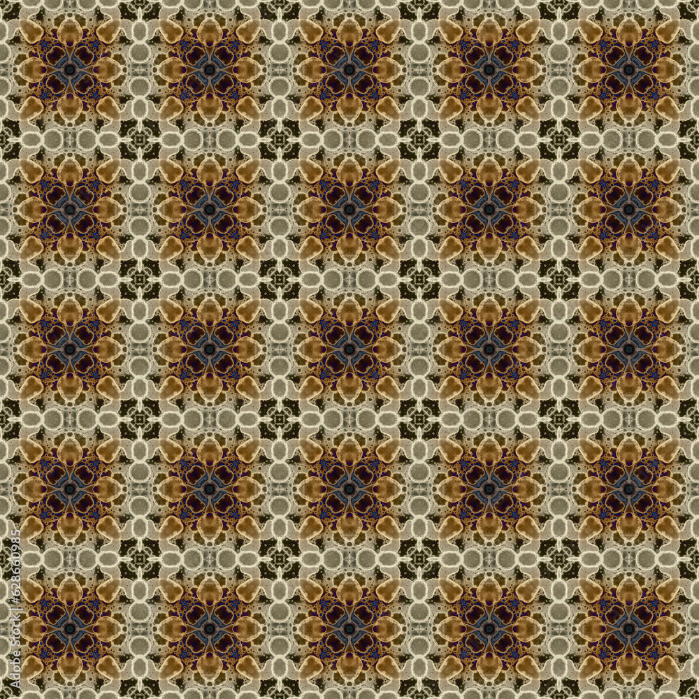 Seamless abstract square pattern. Modern texture - digital art. Fabric abstract kaleidoscope