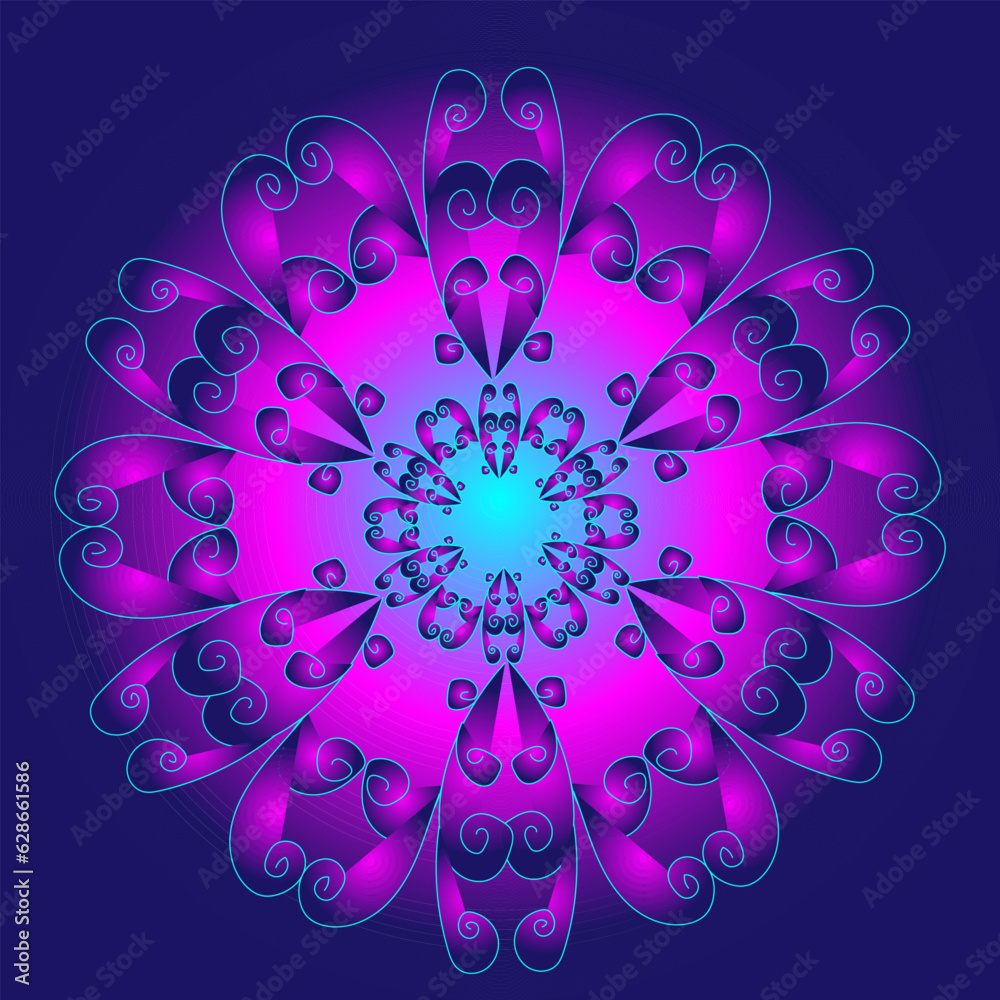 Vector abstract mosaic in the form of geometric
blue and purple patterns arranged in a circle on a blue background Vector abstract mosaic in the form of geometric
blue and purple patterns arranged in a circle on a blue background