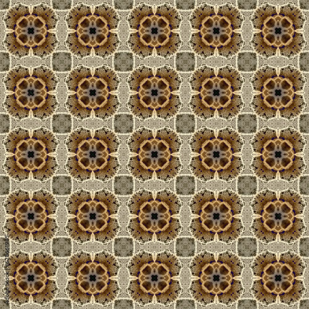 Fototapeta premium Seamless abstract square pattern. Modern texture - digital art. Fabric abstract kaleidoscope