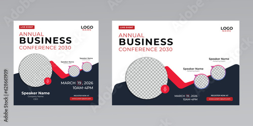 digital marketing corporate social media business conference live webinar invitation and instagram post template. 