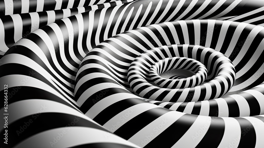 Wavy background with ripple effect. Striped surface. Liquid flowing shape. Pattern with optical illusion. Black and white design. Abstract striped background. Illustration for cover and other design. Wavy background with ripple effect. Striped surface. Liquid flowing shape. Pattern with optical illusion. Black and white design. Abstract striped background. Illustration for cover and other design.