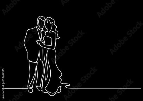 continuous line drawing vector illustration with FULLY EDITABLE STROKE of couple as love relationships concept