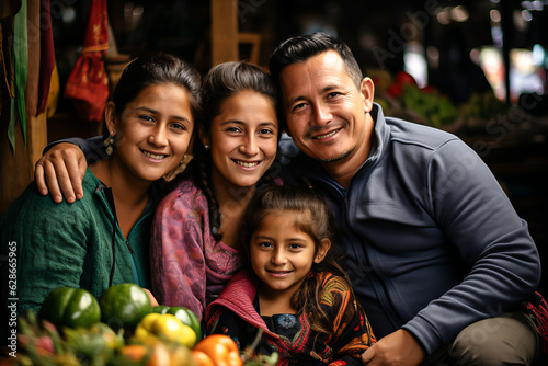 Smiling Colombian family. A happy family