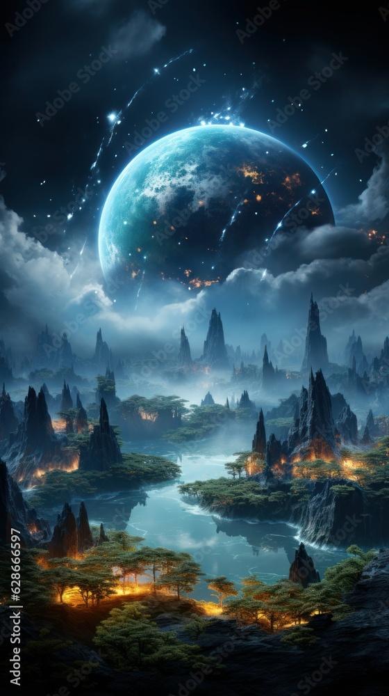 Obraz premium night sky and moon