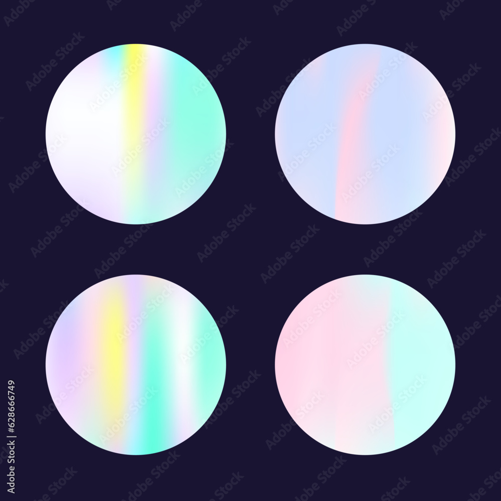 Holographic abstract backgrounds set. Gradient hologram.