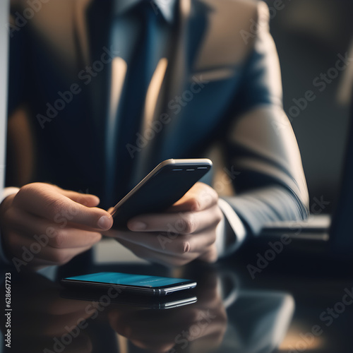 businessman using phone, generative ai