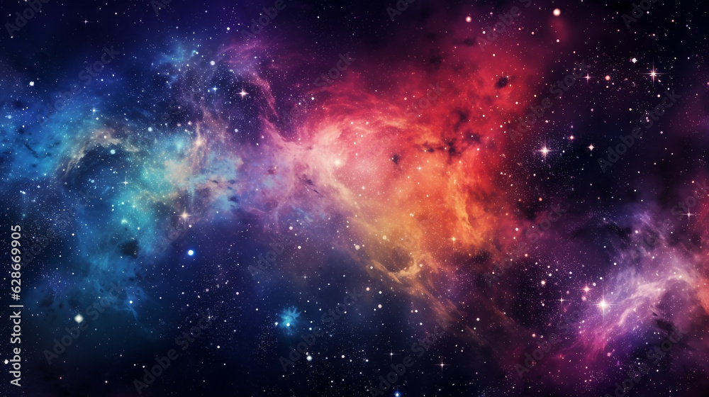 sparkling colorful galaxy space background, made with Generative AI
