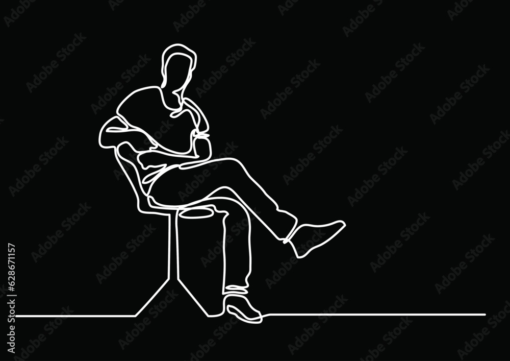 continuous line drawing vector illustration with FULLY EDITABLE STROKE of regular authentic person in life situation as lifestyle concept continuous line drawing vector illustration with FULLY EDITABLE STROKE of regular authentic person in life situation as lifestyle concept