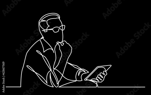 continuous line drawing vector illustration with FULLY EDITABLE STROKE of regular authentic person in life situation as lifestyle concept