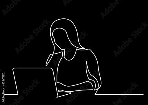 continuous line drawing vector illustration with FULLY EDITABLE STROKE of regular authentic person in life situation as lifestyle concept
