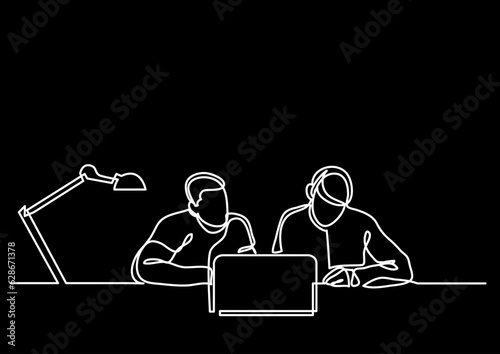 continuous line drawing vector illustration with FULLY EDITABLE STROKE of regular authentic person in life situation as lifestyle concept