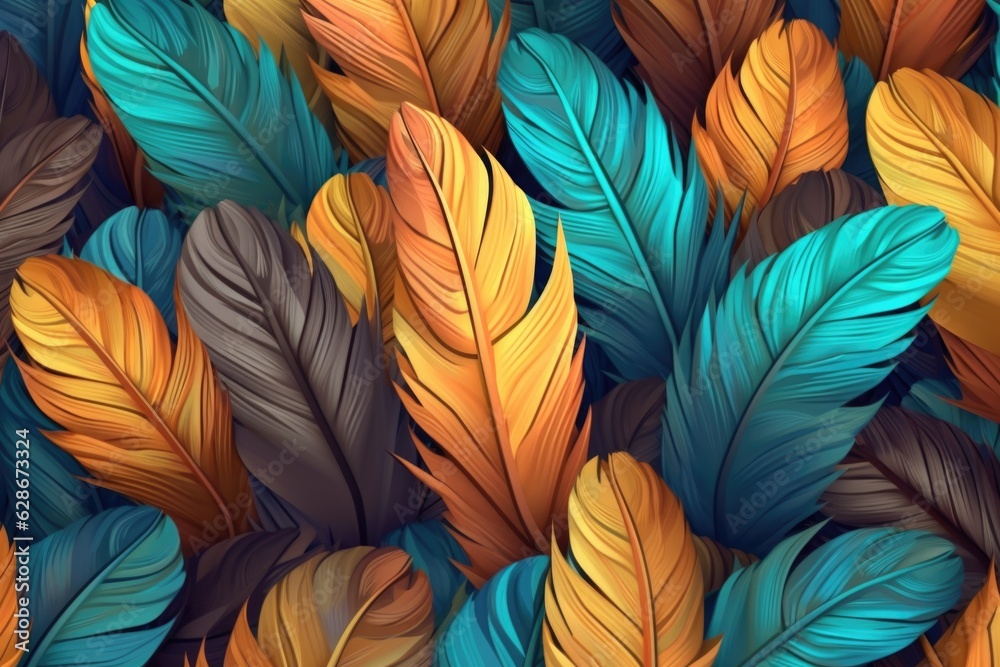 Colorful, 3d feathers. Colorful, 3d feathers.