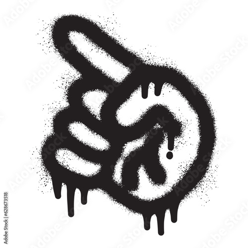 Hand finger pointing icon graffiti with black spray paint