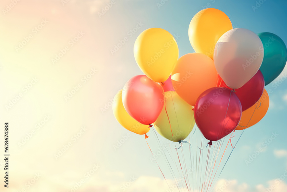  Balloons retro background. Balloons with Vintage color tone. Generative ai