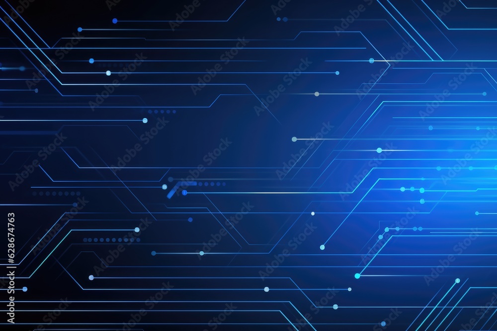 Blue tech circuit board lines background. Generative ai