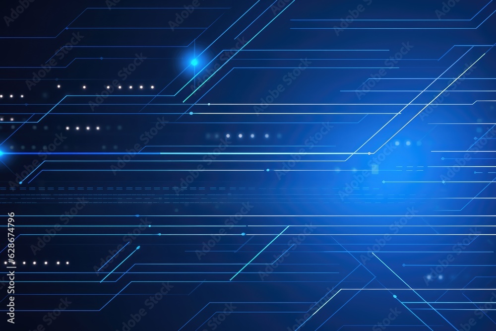 Blue tech circuit board lines background. Generative ai Blue tech circuit board lines background. Generative ai