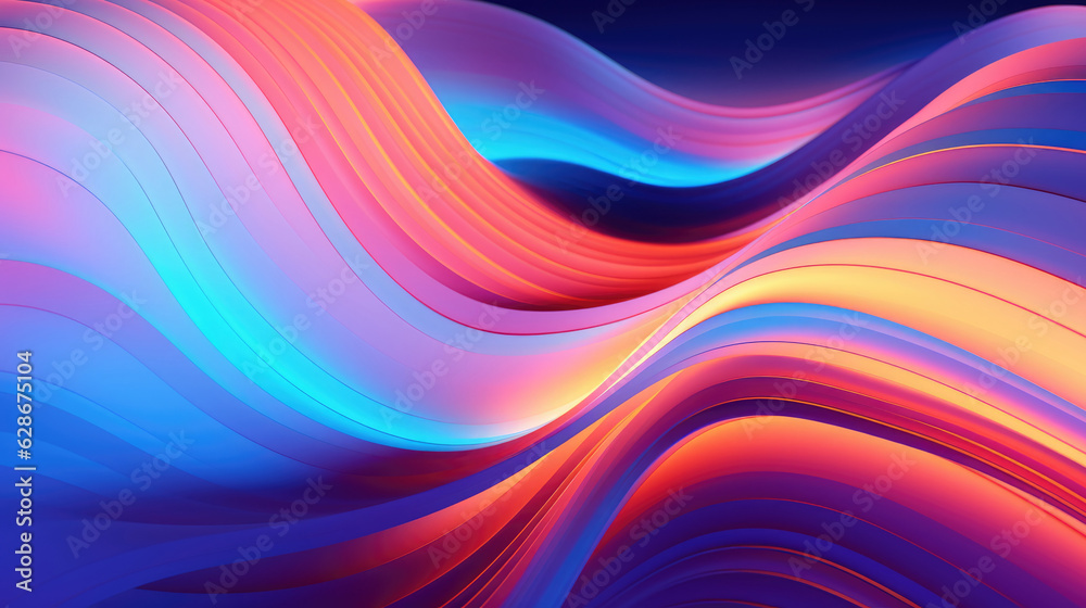 Abstract background neon wave rainbow gradient, Generative AI