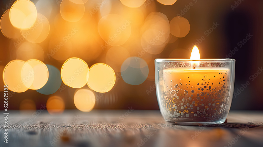 Close up of a tea candle in warm, cozy, glowing lighting Close up of a tea candle in warm, cozy, glowing lighting