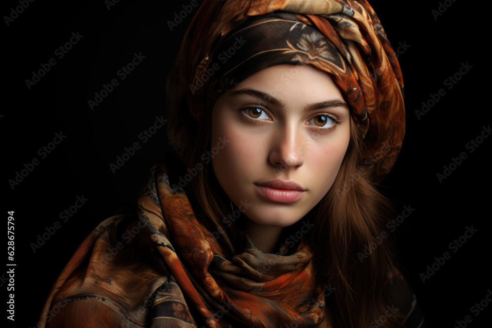 Beautiful girl in medieval clothes. Generative AI.