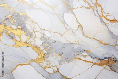 White and gold marble texture background.