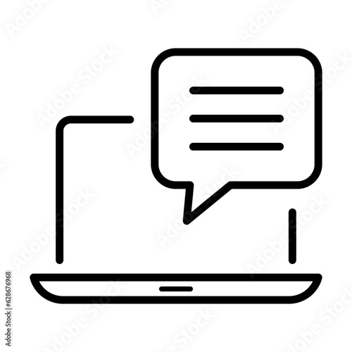 Black single online chatting line icon, simple digital instant message flat design pictogram, infographic vector for app logo web website button ui ux interface element isolated on white background