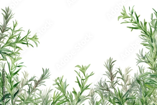 Page border of the herb rosemary, watercolor in the style of Mary Whyte, white background generative AI photo