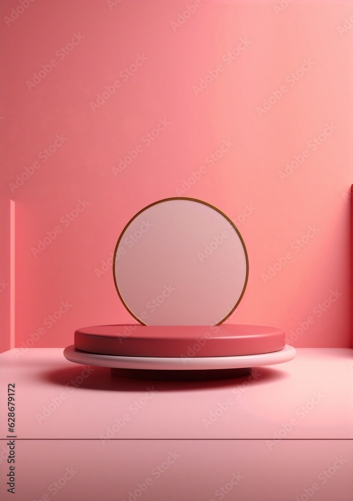 Generative AI : Beautiful versatile backdrop for product design and presentation with a pink wall and smooth floor Generative AI : Beautiful versatile backdrop for product design and presentation with a pink wall and smooth floor