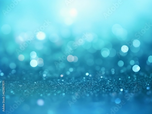 Generative AI : Abstract blurred light blue background with soft bokeh from lights