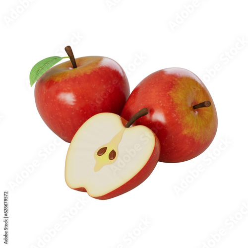 3D Stylized Red Apples
