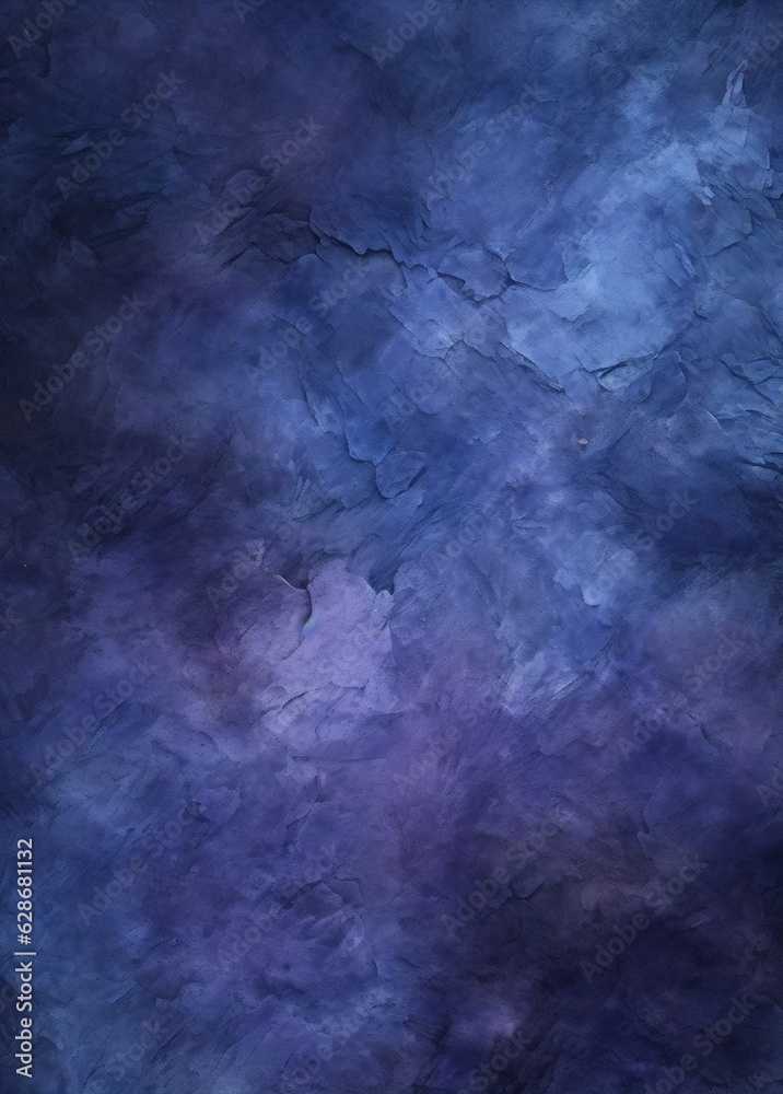 Generative AI : Background image of plaster texture in dark blue and purple tones imitating surface of parchment