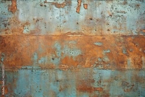 Generative AI : Background rusty metal texture brown and blue color with repeating cells Grunge metal texture with rust and scratches Old beautiful vintage metal texture