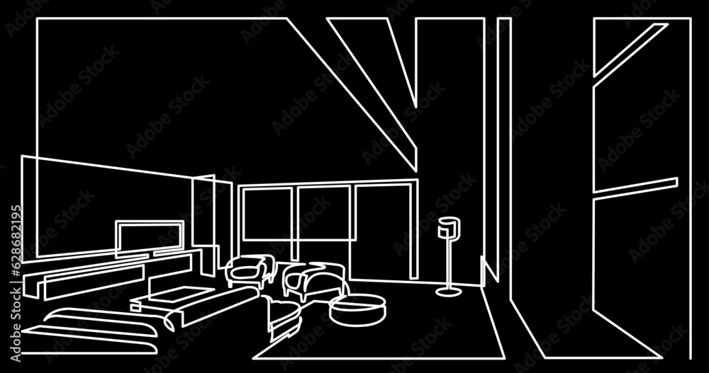 continuous line drawing vector illustration with FULLY EDITABLE STROKE ...