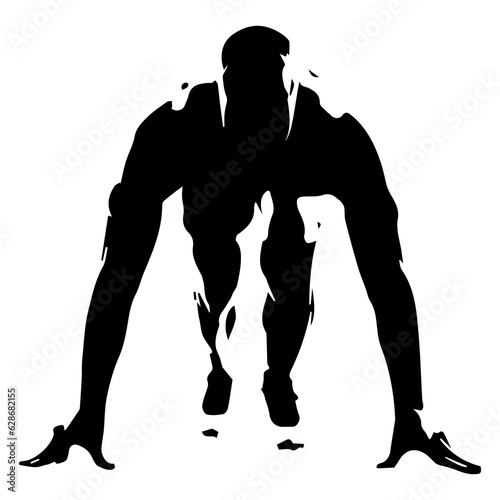 Runner silhouette.Marathon run. Jogging ink drawings