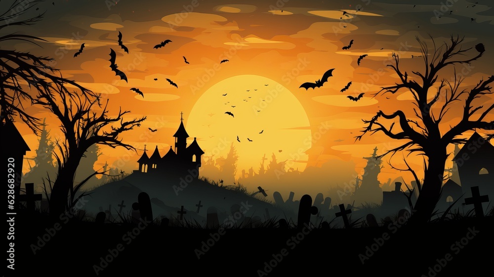 graveyard silhouette halloween Abstract Background Generative AI