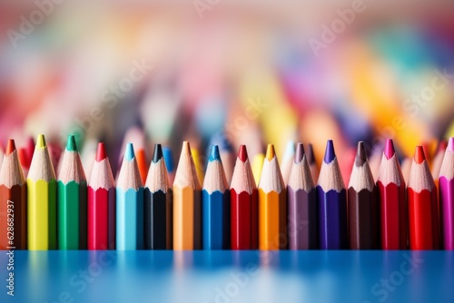 Colour pencils. Back to school concept. Background with selective focus and copy space