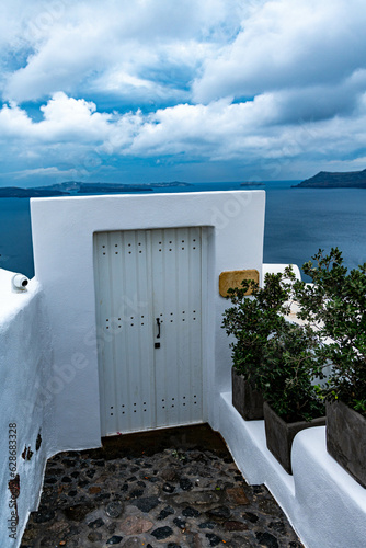 white door by the sea