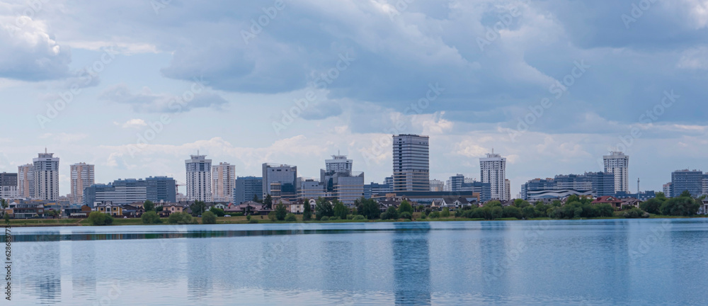 Water view of buildings with the water of river in the foreground