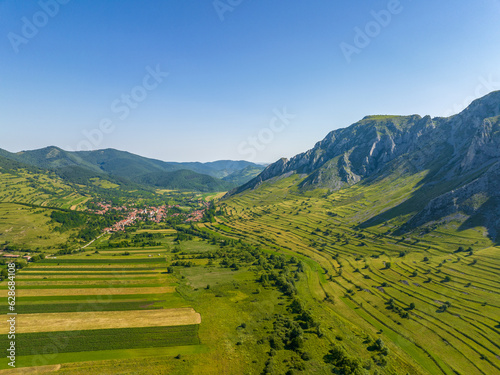 Romania - Torockó - The amazing Székelykő hills and rocks from drone view (Original romanian name is: Piatra Secuiului) photo