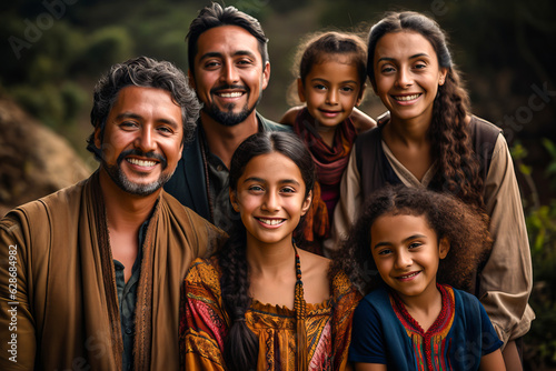 Smiling Colombian family. A happy family. ai generation