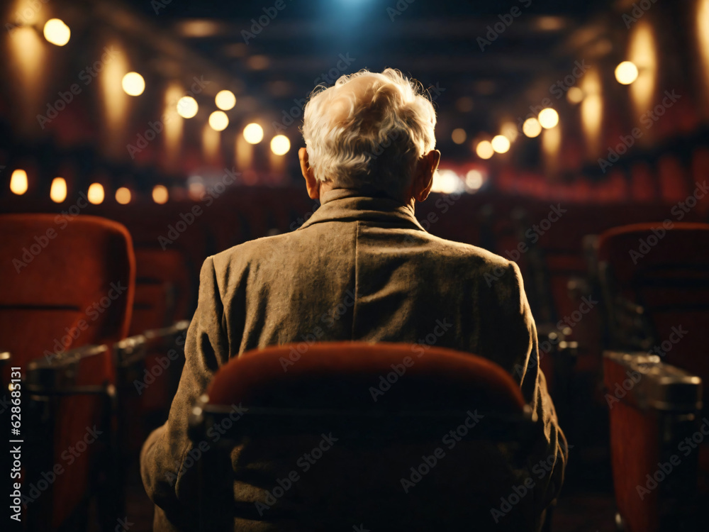 old man sitting in a cinema