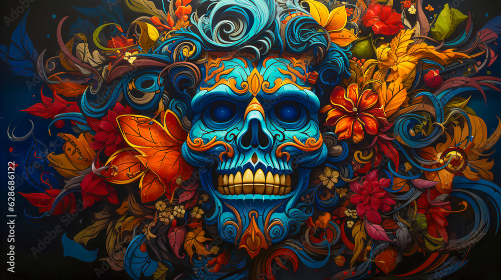 skull on a flower background