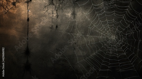 Fototapeta Halloween spider web pattern on textured backdrop, adding a spooky touch.