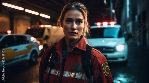Guardians of the Urban Grid: Firefighter Portrait, Generative AI