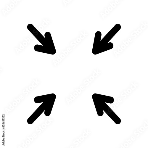 minimize compact size rally icon small scale arrow icon. down size icon in arrow,white background isolate