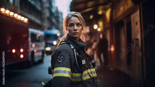 Portrait of Valor: City Firefighter, Generative AI