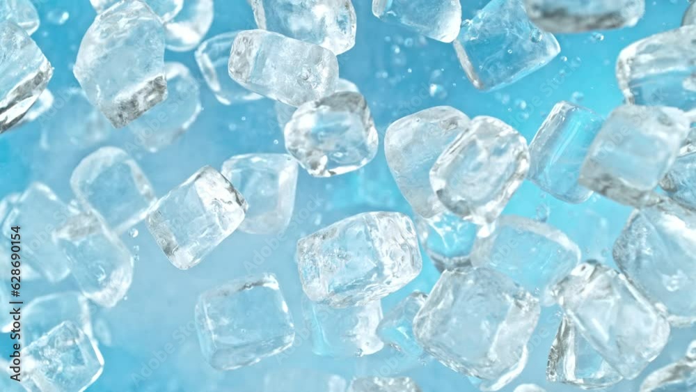 Super Slow Motion Shot of Ice Cubes Explosion Towards Camera at 1000fps. Super Slow Motion Shot of Ice Cubes Explosion Towards Camera at 1000fps.