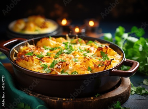 Cooked cauliflower in the casserole