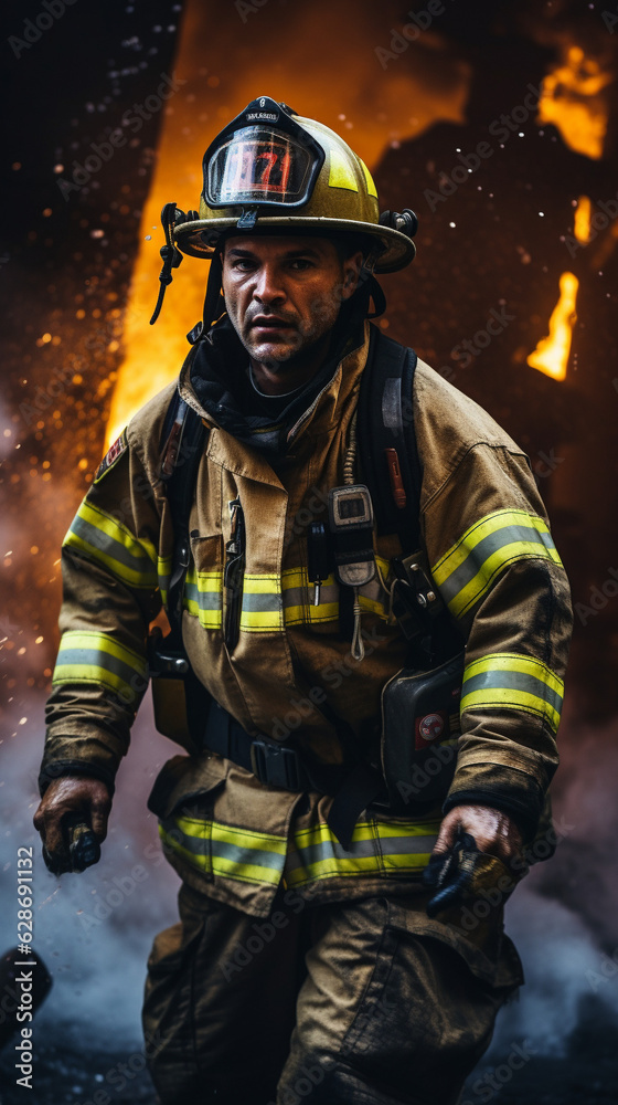 Inferno's Challenge: Firefighters in Fiery Battle, Generative AI Inferno's Challenge: Firefighters in Fiery Battle, Generative AI