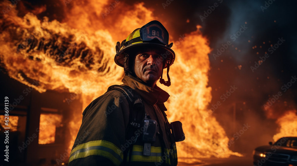 Blazing Courage: Firefighters in Intense Action, Generative AI Blazing Courage: Firefighters in Intense Action, Generative AI