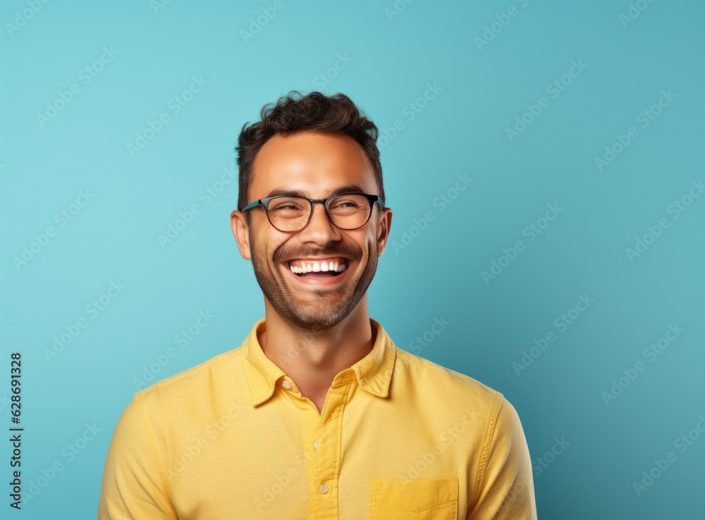Beautiful man against blue background Beautiful man against blue background